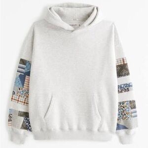 Abercrombie & Fitch Gray Hoodie with Patchwork Sleeves